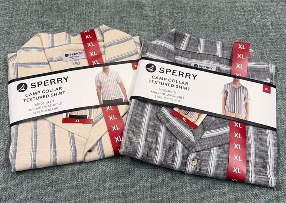 New Sperry Men's XL Camp Collar Textured Shirt Lot of 2